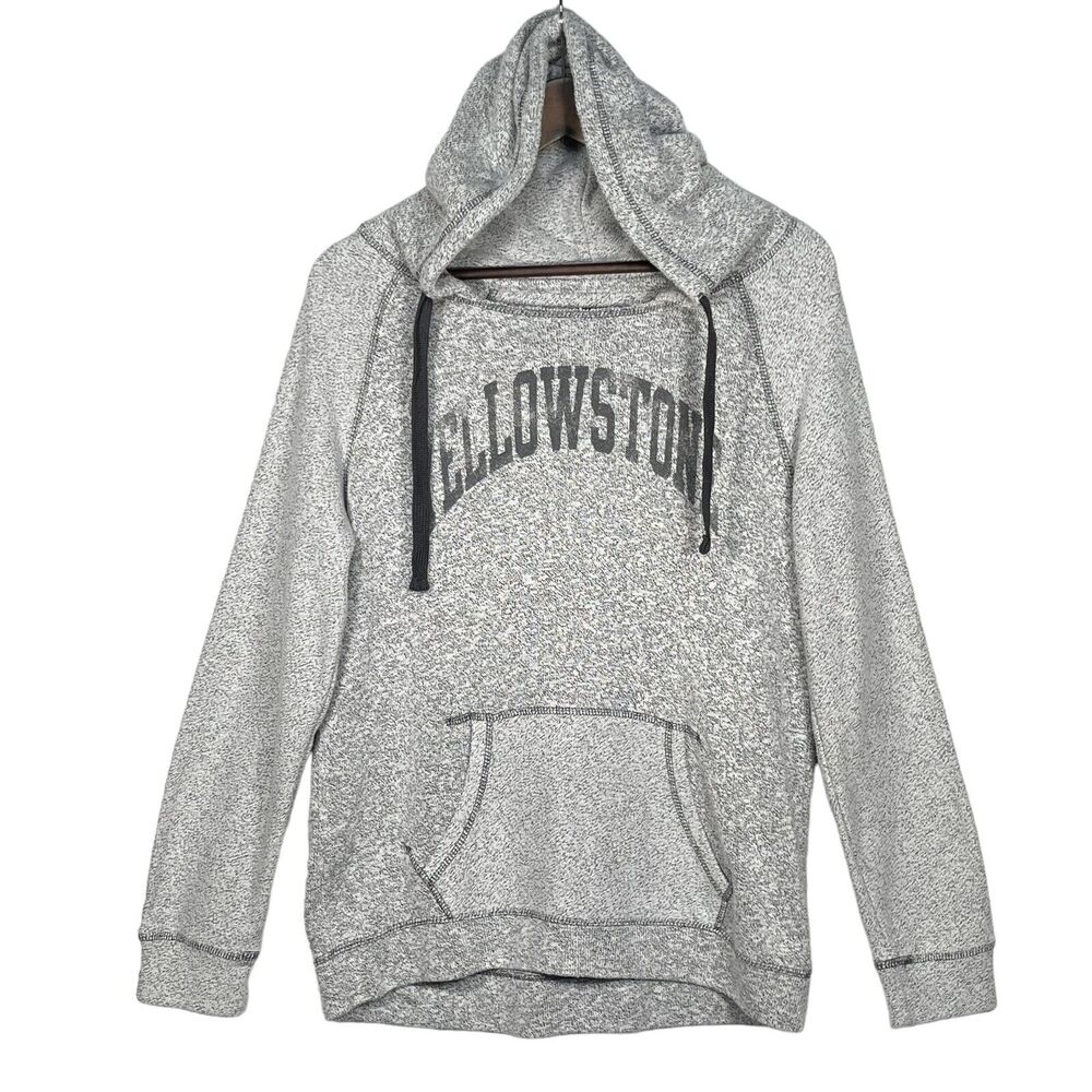 Camp David Hooded Sweater Women Size‎ L Gray Print Yellowstone Kangaroo Pocket